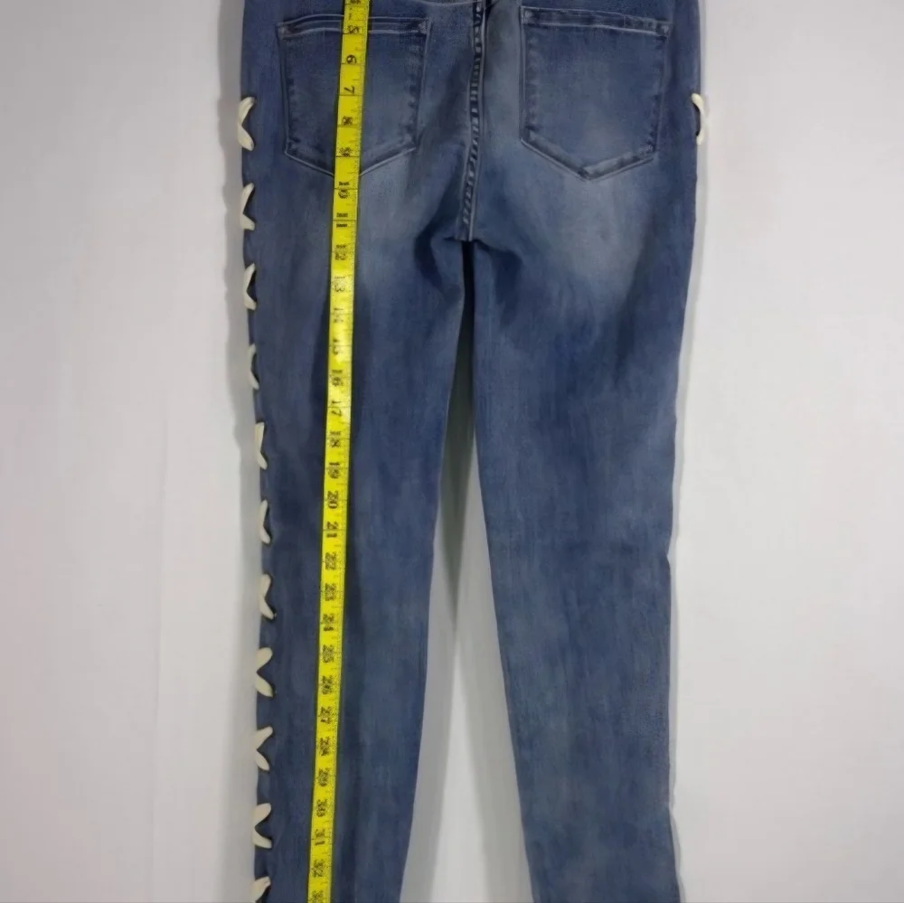 Vocal Blue Jean with Cream Criss Cross Tie Side Accent - Picture 3 of 5